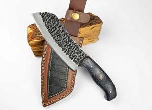 Handcrafted Forged Steel Culinary Kitchen Slicing Tool <b>Hammered</b> Dimpled Blade Wood Handle Mosaic <b>Pin</b> - Product Image 1