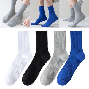 Chaussettes décontractées en tricot uni chaudes pour hommes et femmes, couleur bleue, broderie, chaussettes de sport en laine, pour l'entraînement, saison hiver-automne - Product Image 2