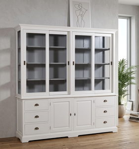 ตู้โชว์ไม้เนื้อแข็งคุณภาพสูง Astony พร้อมบานเลื่อนและช่องเก็บของเสริมสำหรับจัดระเบียบบ้าน - Product Image 1