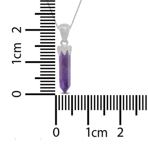 Premium 925 Sterling Silver Fine Pendant & Charm Amethyst Gemstone Pencil Cut <b>with</b> Spring <b>Lock</b> Bezel Setting Pack Of 6 - Product Image 4