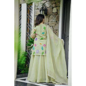 Costume de soirée pour femme de créateur-Ensemble avec paillettes brodées et codage-Tenue de soirée élégante - Product Image 3