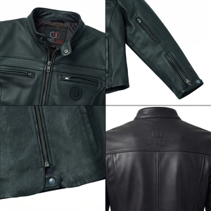 Veste de motard pour homme en cuir véritable de qualité supérieure, sur mesure, taille XS, style Cafe Racer, avec fermeture éclair, par Hashbloom International OEM. - Product Image 4