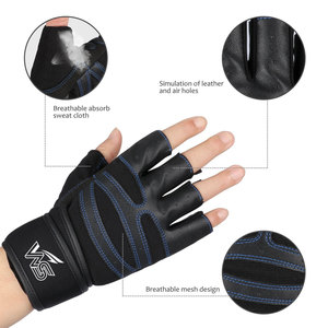 Custom Made <b>Leather</b> Gym Gloves Half Finger Design Adjustable <b>Wrist</b> <b>Strap</b> Eco Friendly Durable Soft Grip Palm Breathable Back - Product Image 5
