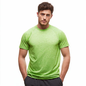 T-shirts de compression athlétiques pour hommes, coupe ajustée, 100 % coton, séchage rapide, respirants, manches courtes, haut d'entraînement - Product Image 2