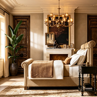 Lit Panneau Ferly en Tissu Capitonnée avec Pieds en Bois et Tête de Lit Rembourrée, Style Chariot, pour Chambre à Coucher de Luxe (Lit King/Queen) – Idéal Maison et Hôtel