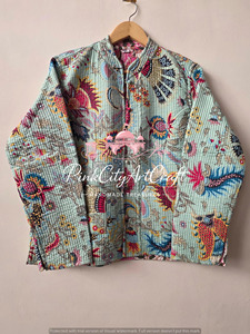 Veste courte matelassée brodée tricotée à la main pour femme, en coton écologique respirant à imprimé floral, à manches longues, pour un usage décontracté - Product Image 4