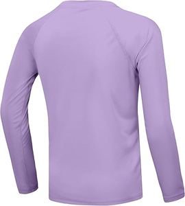 Chemise à manches longues unisexe pour enfants, en polyester à séchage rapide, de couleur violette - Product Image 2
