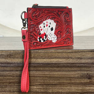 Porte-cartes en cuir véritable fait main, nouveau design poker, mini porte-cartes et porte-monnaie unisexe, portefeuille bracelet – Prix usine de gros - Product Image 2