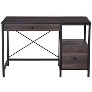Modern Walnut Brown Solid Wood Computer <b>Desk</b> with <b>Drawer</b> Simple Design Office Writing Table for Home Use MDF Material - Product Image 3