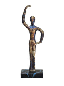 ประติมากรรมรูปคนทำมือจากอะลูมิเนียม - รูปปั้นโลหะสมัยใหม่บนฐานหินอ่อนสำหรับตกแต่งบ้านสไตล์ร่วมสมัย - Product Image 2