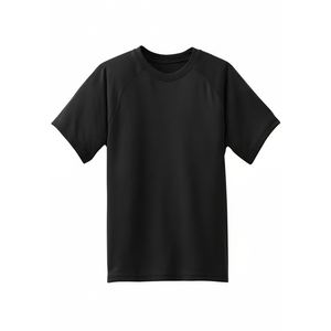 T-shirt homme noir à manches courtes, col rond, manches raglan, uni, sportif, coupe classique, t-shirt basique - Product Image 1