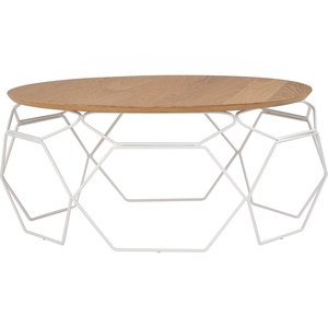 Luxury <b>Round</b> Coffee <b>Table</b> with Metal Base Design <b>White</b> Coffee <b>Table</b> for Living Room and Small Living Spaces - Product Image 1