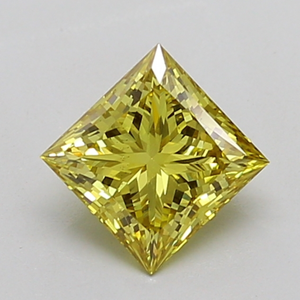 Diamant Gemver 1,0 carat, jaune vif fantaisie, taille princesse, diamant de laboratoire, clarté VS, certifié IGI, diamant non monté pour bijoux - Product Image 1