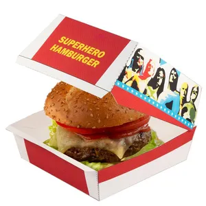 Best Selling Hot Colourful Burger Packing Box With Low Price For Friends Get Together Party Dinner