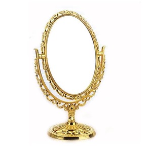 Miroir de courtoisie ovale en laiton, double face, design traditionnel, cadre en métal, pour usage domestique - Product Image 1