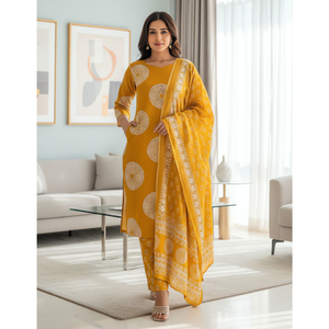 Conjunto de 3 Piezas de Ropa Tradicional de Algodón para Mujer Adulta, Moda para Fiestas, Calidad de Exportación, Comercio Global - Product Image 1