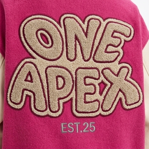Custom Pink <b>Jacket</b> Women's <b>Letterman</b> <b>Jacket</b> With Cream Sleeves Embroidered Streetwear Bomber <b>Jacket</b> - Product Image 5