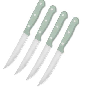 Juego de 4 Cuchillos para Carne Premium con Hojas Curvas de Acero Inoxidable Afiladas y Mangos Negros con Triple Remache para Restaurantes - Product Image 3