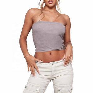 Tops Cortos de Verano 2026 a la Moda para Mujer, Sin Tirantes, Tipo Bandeau, Básicos, Sin Espalda, Sin Mangas, Diseño Lindo para Salir, Talla Única - Product Image 1