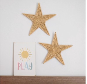 Baby <b>Nursery</b> Celestial Star Woven Art Accent rattan <b>decorate</b> kids Natural Plant Fiber Star Wall Hanging Piece - Product Image 4