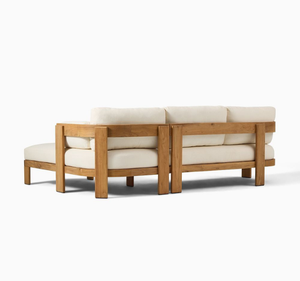 Conjunto de Sofá de Jardín Moderno de Madera de Teca Sólida con Cojines Gruesos y Mesa de Centro Redonda para Patio, Terraza, Balcón, de Lujo - Product Image 6