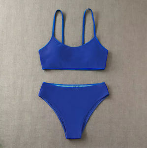 ชุดบิกินี่เอวสูงสำหรับผู้หญิงแบบสั่งทำพิเศษ – ชุดว่ายน้ำสองชิ้นแบบผูกเชือกพร้อมโลโก้โลหะ ชุดชายหาดสุดเซ็กซี่ รับผลิตแบบ OEM ตามสั่ง - Product Image 1