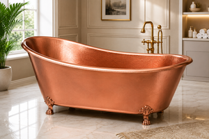 Baignoire gonflable de luxe en cuivre finition antique avec design incurvé élégant, ovale autoportante avec couvercle, pour salles de bain d'hôtels et villas - Product Image 2