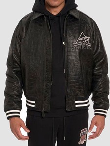เสื้อแจ็คเก็ตบอมเบอร์หนังแท้ Avirex ลายจระเข้ สไตล์นักบิน - Product Image 1