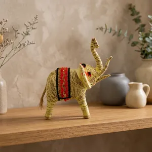 Handcrafted Coconut Coir <b>Elephant</b> Figurine – Eco-Friendly Natural Fiber Animal Showpiece for Home Decor & <b>Gifting</b> - Product Image 4