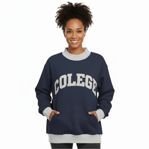 Vêtements de rue pour femmes, hiver, décontracté, imprimé uni, broderie 3D, col montant, logo sur le devant, tissu polaire, couleur personnalisée, respirant - Product Image 5