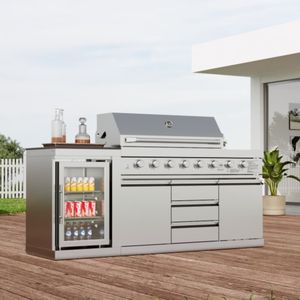 Griglia BBQ da Esterno a 8 Bruciatori in Acciaio Inox 304 per Alimenti, Accensione Elettronica con Ruote Universali, Grande per Uso Esterno - Product Image 2