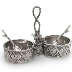 Recién llegados, recipientes de metal de alta calidad, plateados, brillantes y pulidos, de lujo para servir comida en el hogar y hoteles, con 2 compartimentos. - Product Image 1