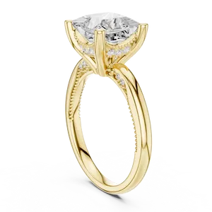Bague Statement Unisexe en Or Véritable avec Diamant de Laboratoire Rond Taille Princesse et Halo Caché - Product Image 2