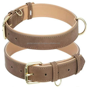 Collier de chien rembourré en cuir véritable 2025 OEM pour petits chiens de taille moyenne avec matériel en laiton réglable - Product Image 5