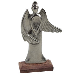 Décoration de Noël en aluminium, design ange en métal avec finition argentée, décoration pour la maison et les mariages festifs - Product Image 2