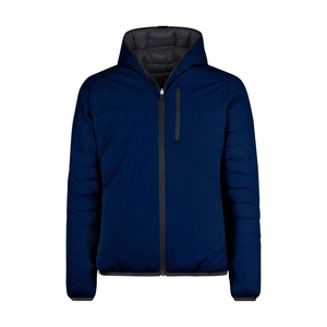 Veste matelassée à capuche bleu marine pour homme, coupe-vent, vêtement d'extérieur d'hiver, coupe décontractée, fermeture éclair, couleur unie - Product Image 3