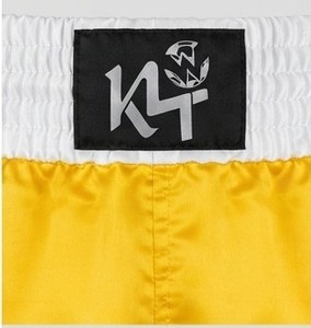 Shorts de MMA unisexe K4 jaunes coupe ample en polyester/coton avec logo frontal imprimé par sublimation - Product Image 4