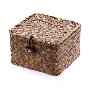 Seagrass <b>Basket</b> with Lid Wicker <b>Storage</b> <b>Basket</b> <b>Square</b> Handmade <b>Storage</b> <b>Basket</b> Wholesale eco-friendly Made in Viet Nam - Product Image 1