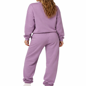 Conjunto de Sudadera con Capucha y Pantalones de Chándal de Algodón Sólido Transpirable para Mujer, Chándal Premium Personalizable, Fabricante OEM ODM - Product Image 3
