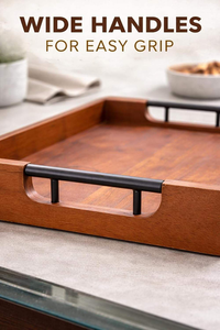 Plateau de service rectangulaire en bois moderne de haute qualité fait à la main et plateau décoratif pour la cuisine, la salle à manger, la table basse, la décoration de la maison - Product Image 5