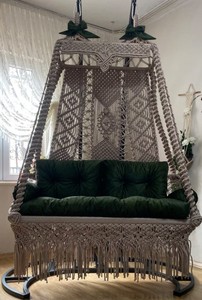 <b>Macrame</b> Double Garden Swing,<b>Macrame</b> Double Swing,Hanging Swing,<b>Macrame</b> Hangesessel,Double hanging Swing,anniversary Gifts,Housew - Product Image 2