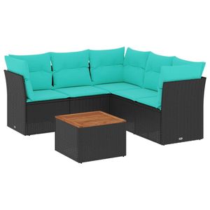 Set Divano da Esterno in Polyrattan Nero con Cuscini, Arredamento da Giardino 6 Posti, Design Contemporaneo - Product Image 4