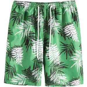 Men's Green Waterproof High Street Style Spandex/Polyester Board Shorts Quick Dry <b>Mesh</b> Drawstring Casual Short <b>Pants</b> - Product Image 1