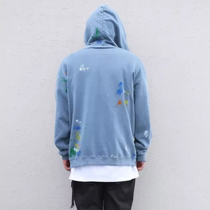 เสื้อฮู้ดดี้ผู้ชายแบบสวมหัว ดีไซน์ขาดๆ สำหรับใส่เที่ยวข้างนอก สีพื้น สไตล์ไฮสตรีทแฟชั่น - Product Image 3