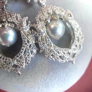 Pendientes de Perlas Naturales de 9-10 mm, Redondos e Impecables, Material S925, Joyería de Moda, Venta al Por Mayor del Fabricante - Product Image 3