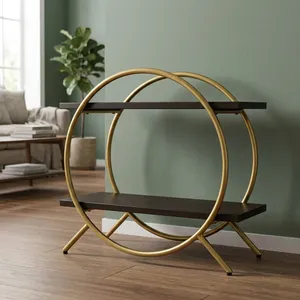 Étagère à épices à 2 niveaux pour comptoir de cuisine, support à masala en bois et métal, rangement multifonctionnel pour condiments et assaisonnements - Product Image 5