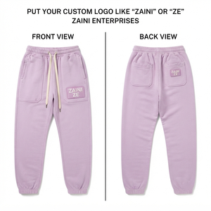 320 GSM Premium Cotton <b>Polyester</b> Fleece <b>Men</b> <b>Jogger</b> Pant Light Lavender Heavyweight Custom Rubber Patch Logo OEM ODM - Product Image 1