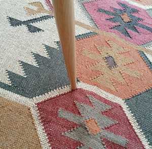 Alfombra Artística para Área de Estar, Alfombras Kilim de Yute y Lana Tejidas a Mano para Sala de Estar, Dormitorio y Estudio - Product Image 5