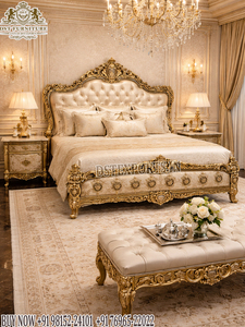 Lit Maharaja au look majestueux pour la maison américaine, finition noyer antique, lit king size, bois de teck richement sculpté, mobilier de chambre principale, Royaume-Uni - Product Image 3