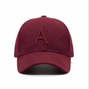 Gorra de béisbol color granate con letra A, de moda, al por mayor, que absorbe el sudor, con diseño premium, para mujer, A1 - Product Image 1